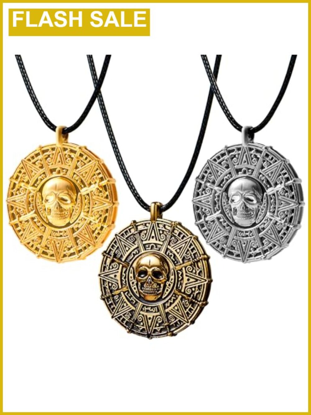 3pc Pirate Coin Necklace Set Skull Cosplay Costume Accessories